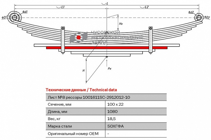 Задний рессорный лист №8 Scania 4-series, PGRT-series