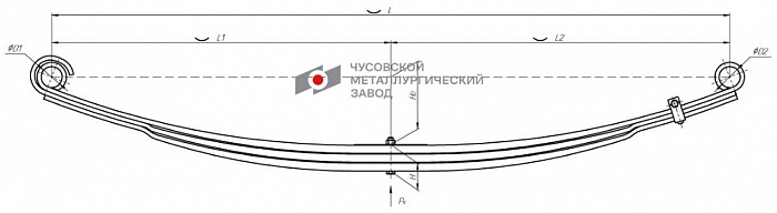 Передняя рессора для автомобилей производства ПАО "Камаз" 4307 3-х листовая